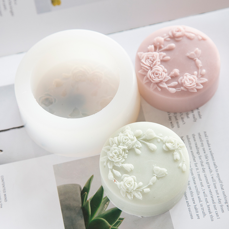 Soap Making Chemical - Круглая форма с цветком розы, силиконовая